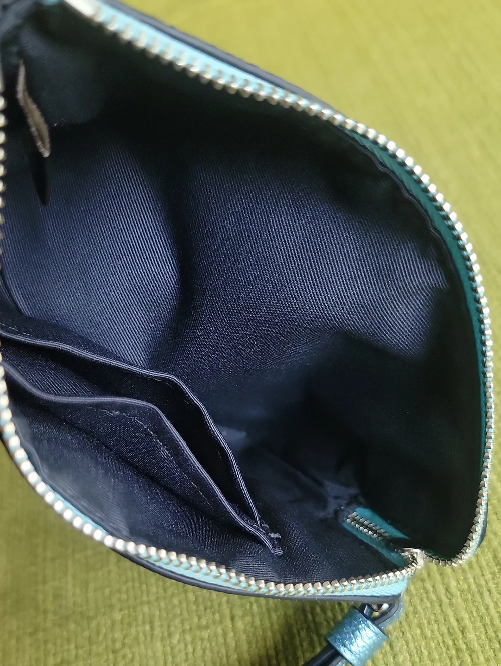 Coach Metallic Teal Leather Wristlet